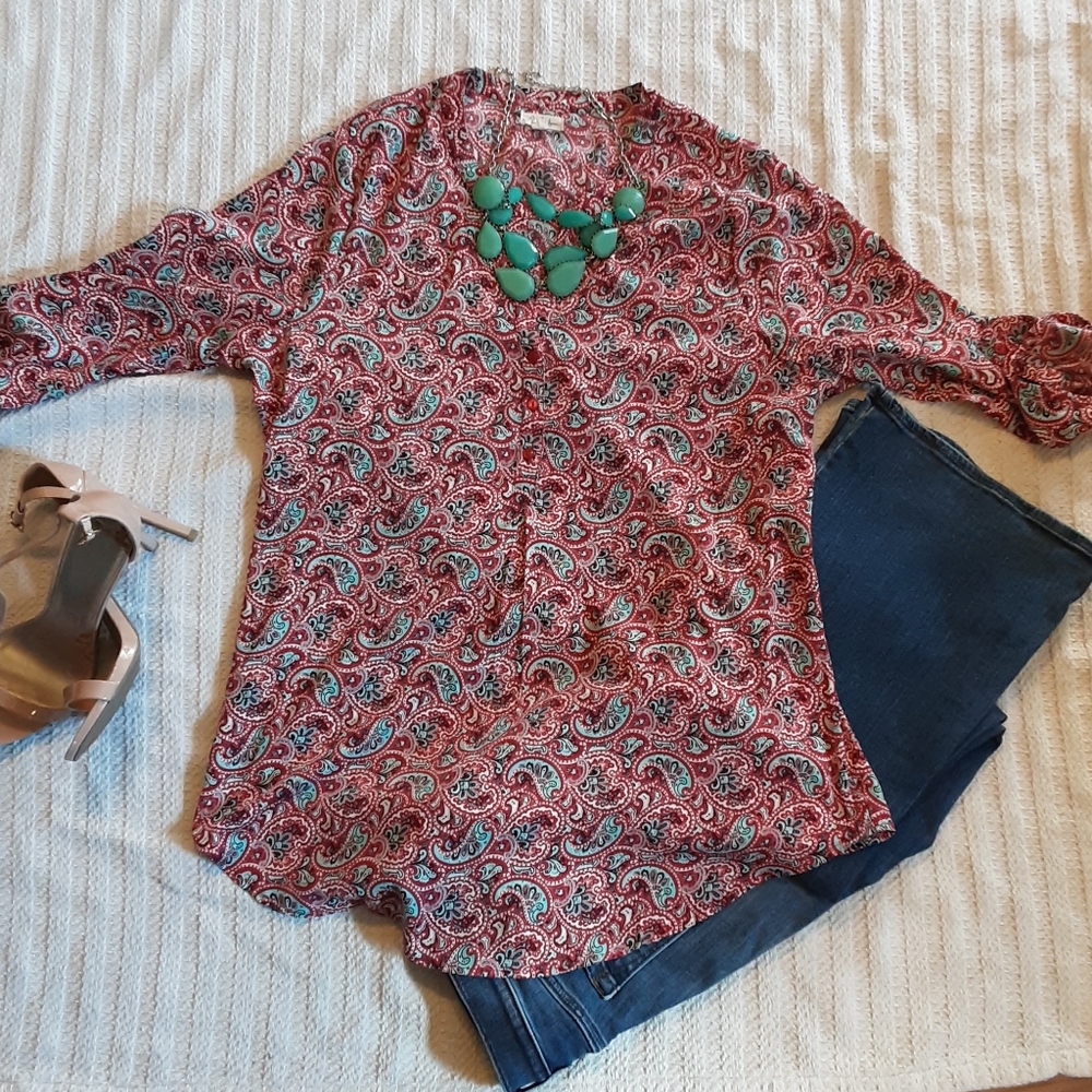 Like new red and teal tunic